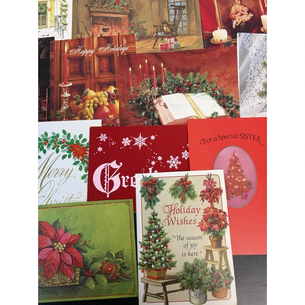 Vintage Christmas Cards Fronts ONLY Traditional Scrapbooking Decoupage Lot 50+